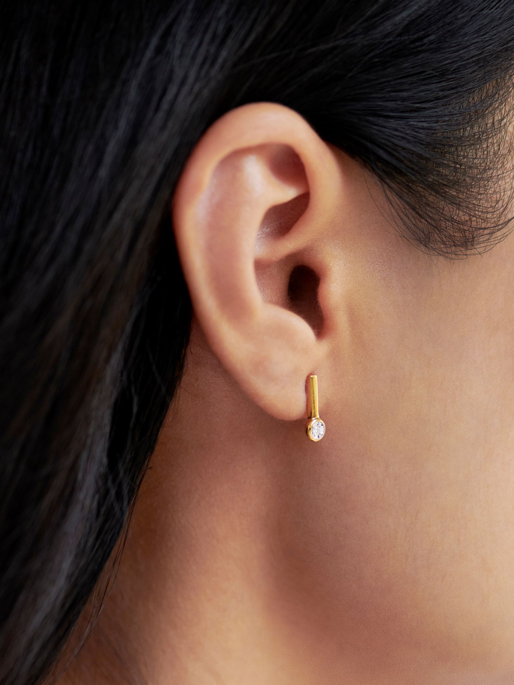 Buy Monica Vinader Diamond Essential Drop Stud Earrings, Gold Online at johnlewis.com
