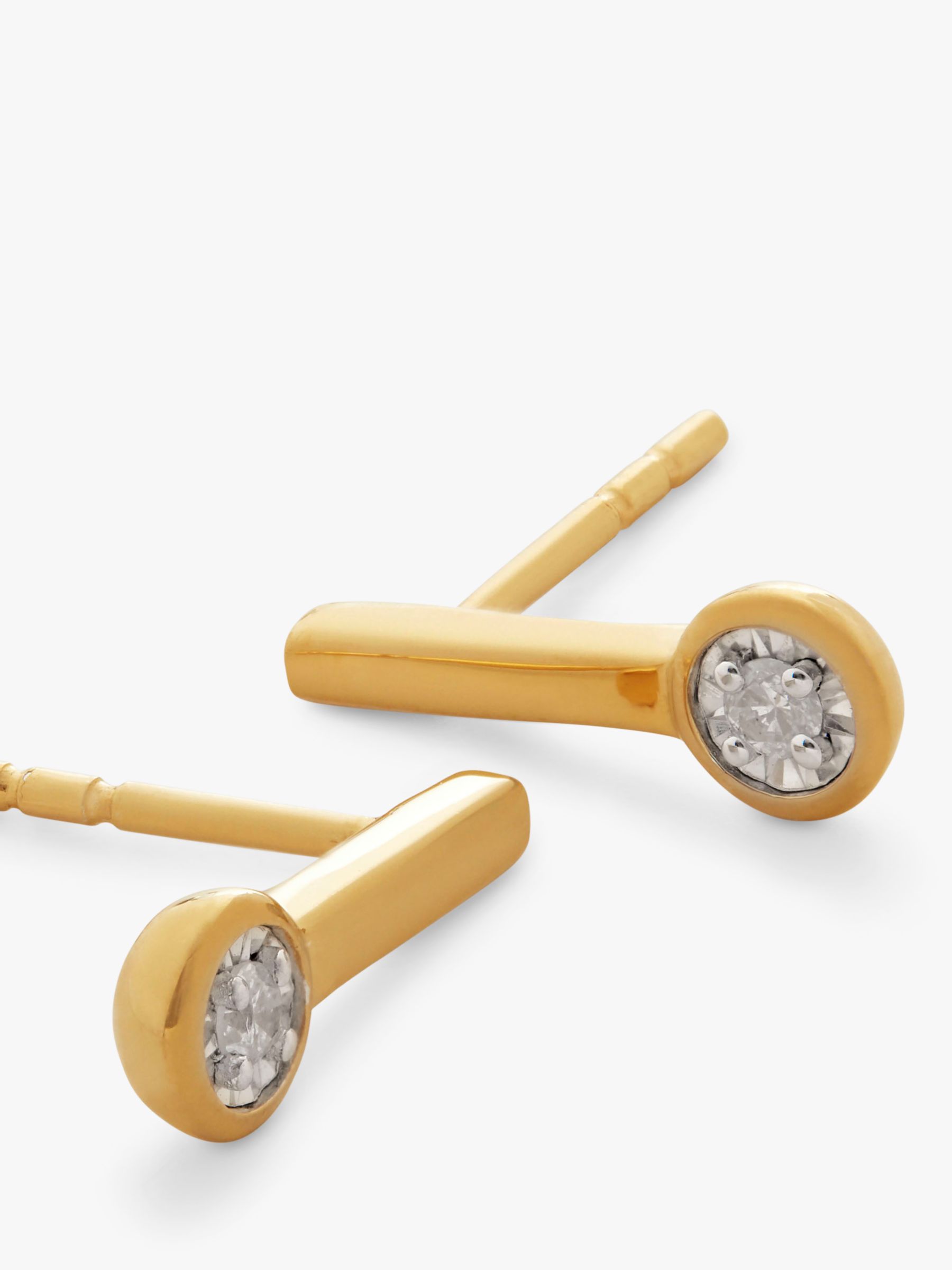 Monica Vinader Diamond Essential Drop Stud Earrings, Gold
