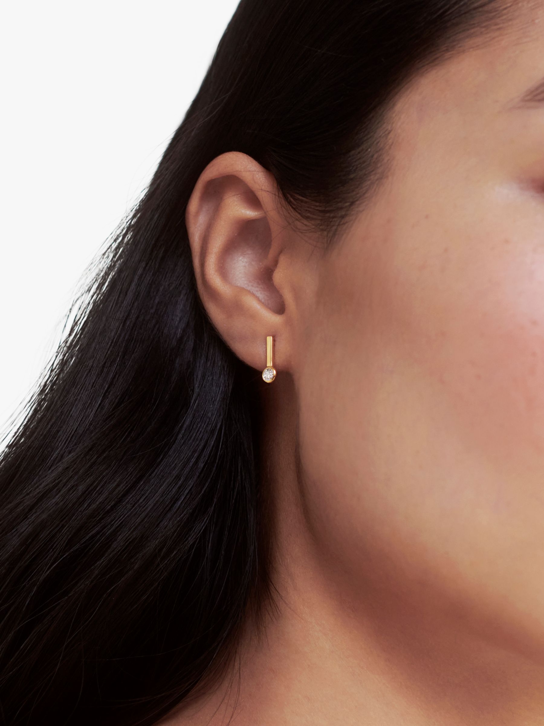 Monica Vinader Diamond Essential Drop Stud Earrings, Gold