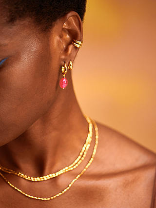 Monica Vinader Rio Gemstone Huggie Earrings, Gold