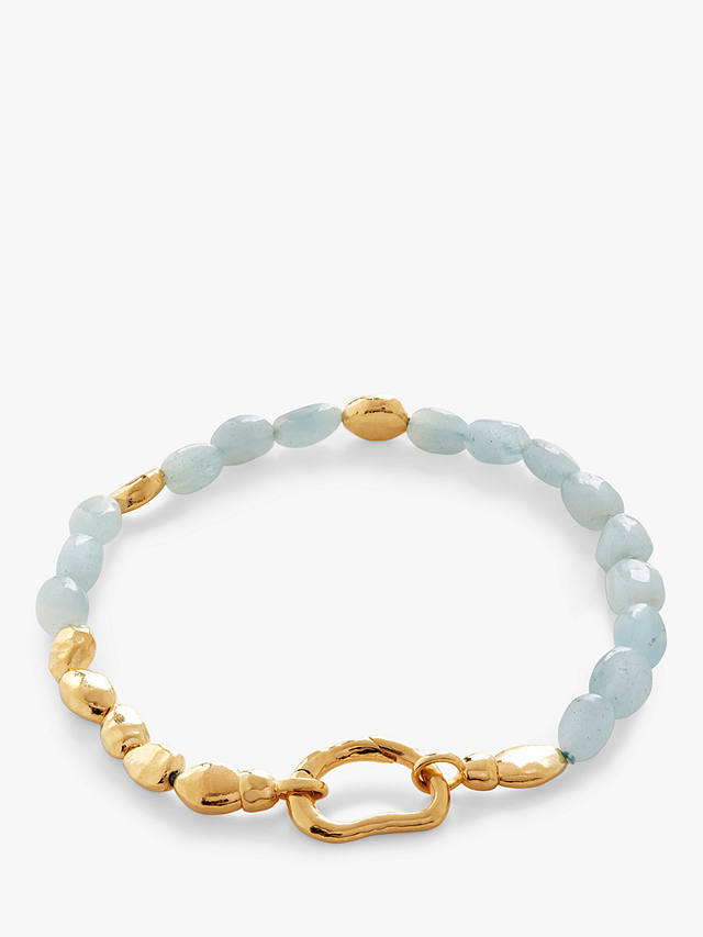 Monica Vinader Rio Beaded Mix Bracelet, Gold/Aquamarine