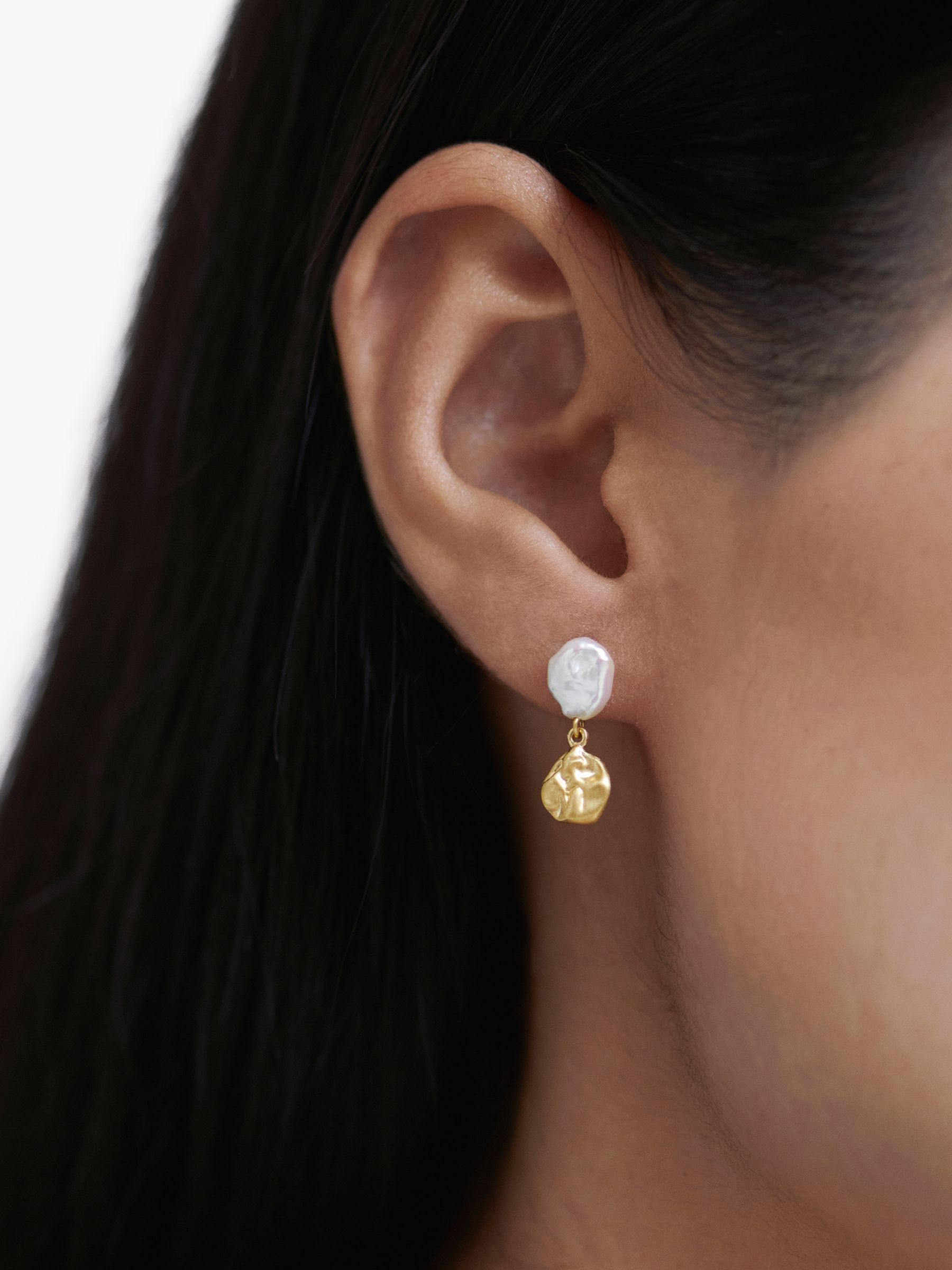 Monica Vinader x Mother of Pearl Keshi Pearl Stud Earrings, Gold