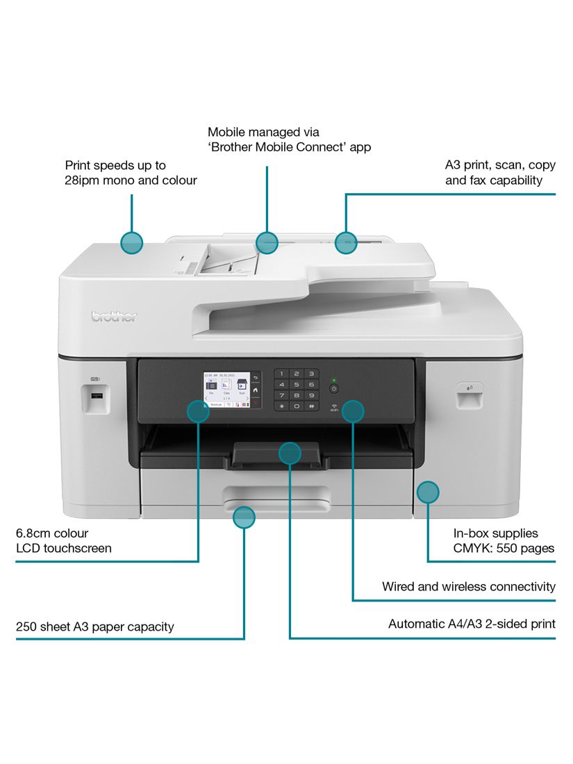 Brother MFC-J6540DW All-in-One A3 Colour Inkjet Printer Fax Machine, White