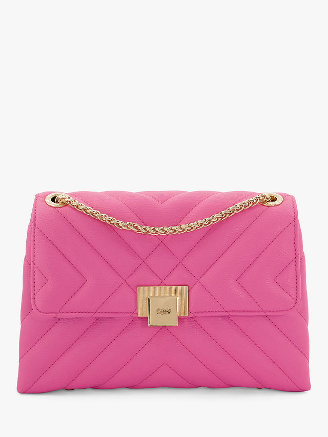 Dune Dorchester Recycled Quilted Shoulder Bag, Fuchsia