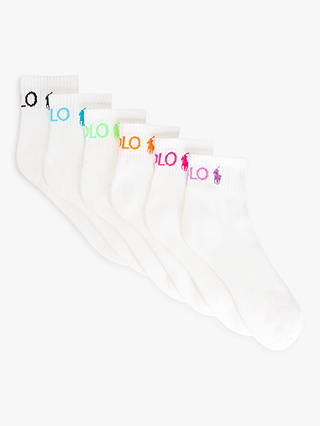 Ralph Lauren Polo Outline Logo Ankle Socks, Pack of 6, White/Multi