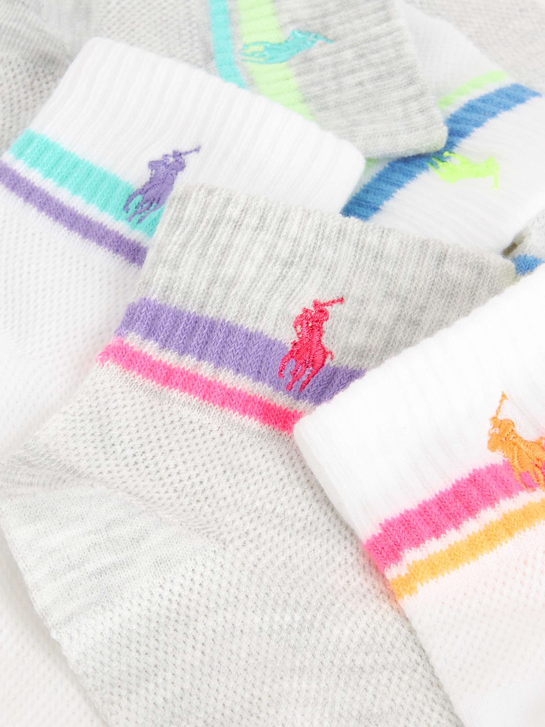 Buy Ralph Lauren Open Mesh Double Stripe Ankle Socks, Pack of 6, White/Multi Online at johnlewis.com