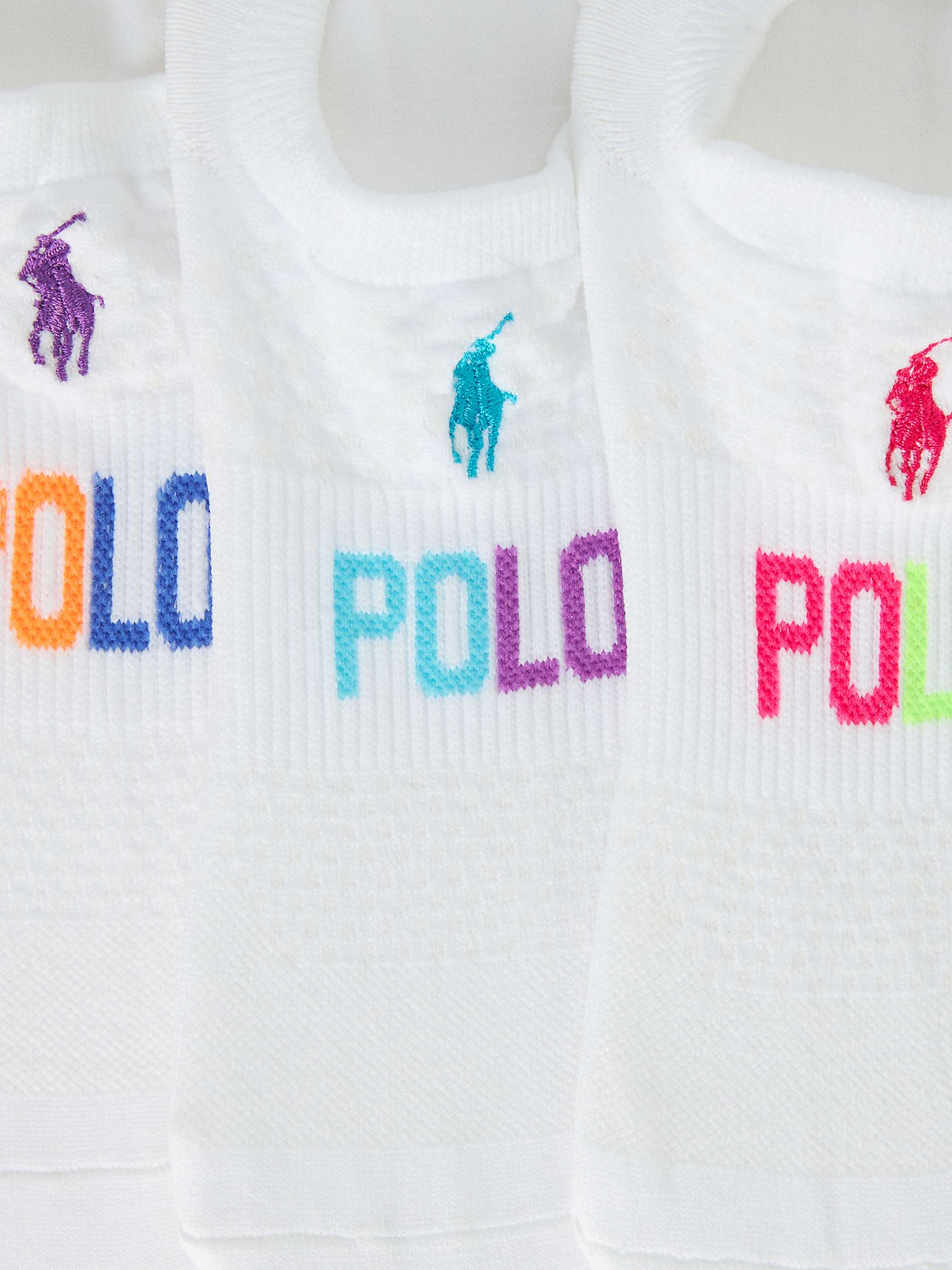 Buy Polo Ralph Lauren High Cut Mesh Liner Socks, Pack of 3, White/Multi Online at johnlewis.com