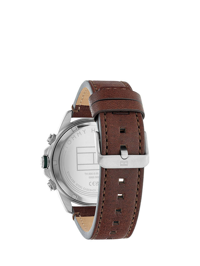 Tommy Hilfiger Men's Lars Chronograph Leather Strap Watch, Brown/Green/Silver 1792064