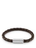 Tommy Hilfiger Men's Leather Braided Bracelet, Brown