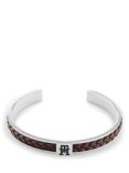 Tommy Hilfiger Men's Leather Braded Bangle, Silver/Brown