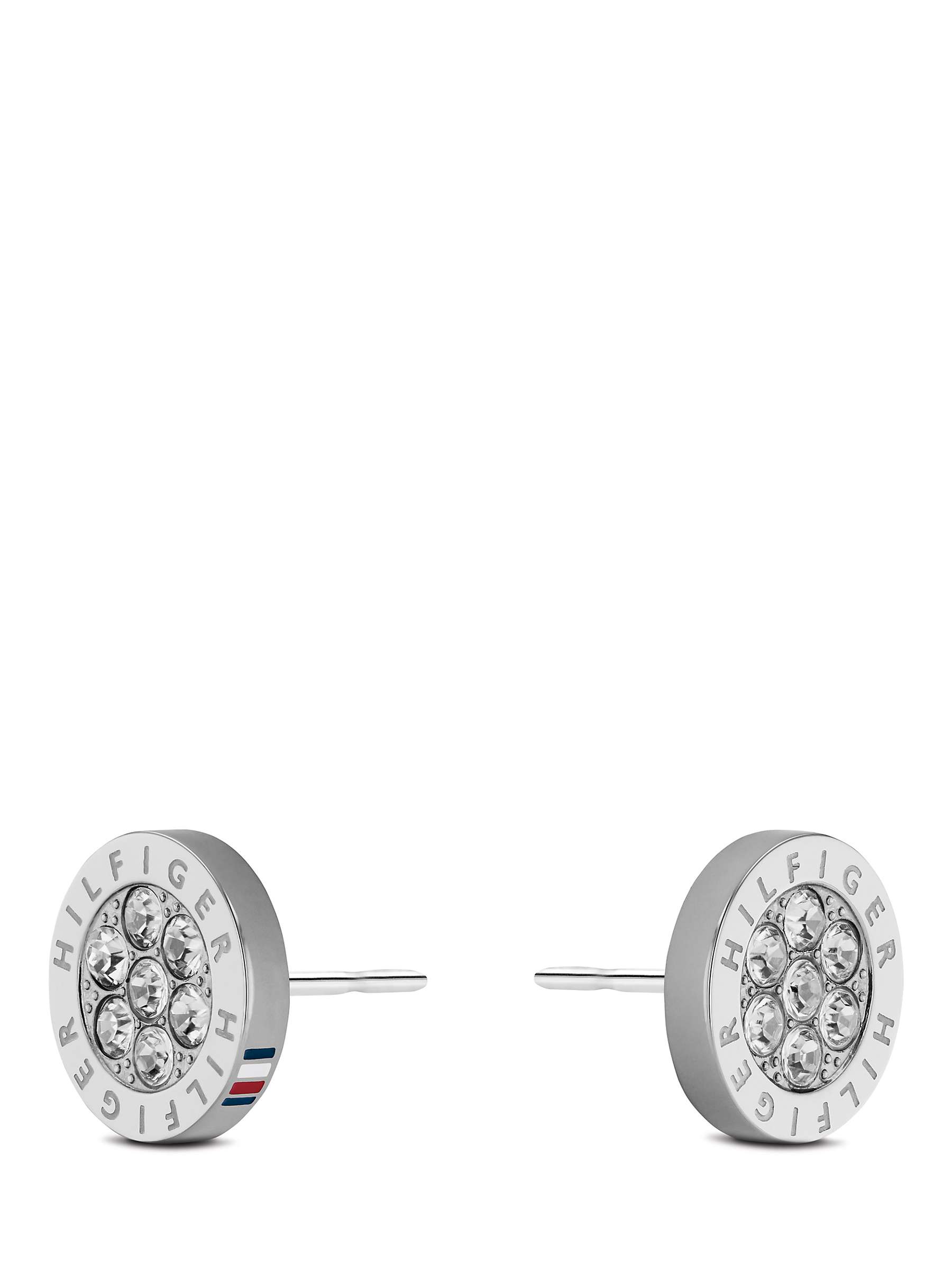 Buy Tommy Hilfiger Crystal Enamel Flag Stud Earrings, Silver Online at johnlewis.com