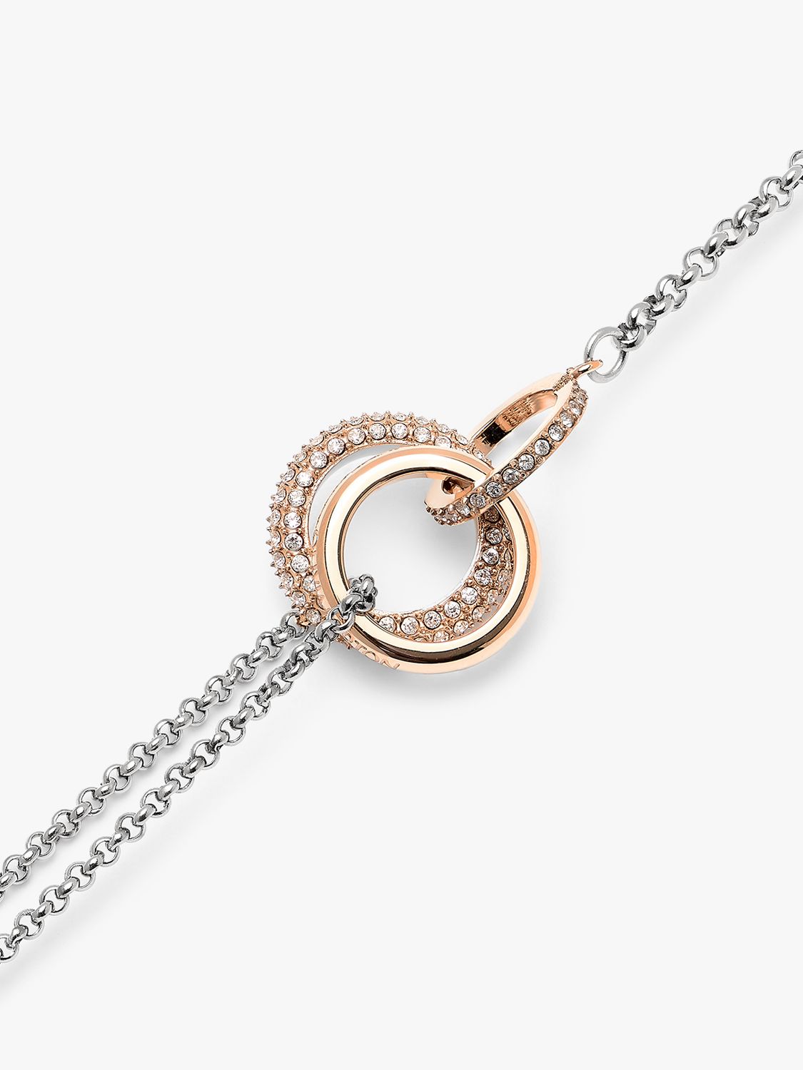 Olivia Burton Entwine Interlinking Crystal Bracelet, Silver/Rose Gold