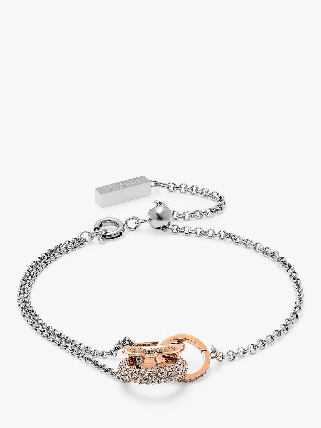 Olivia Burton Entwine Interlinking Crystal Bracelet, Silver/Rose Gold
