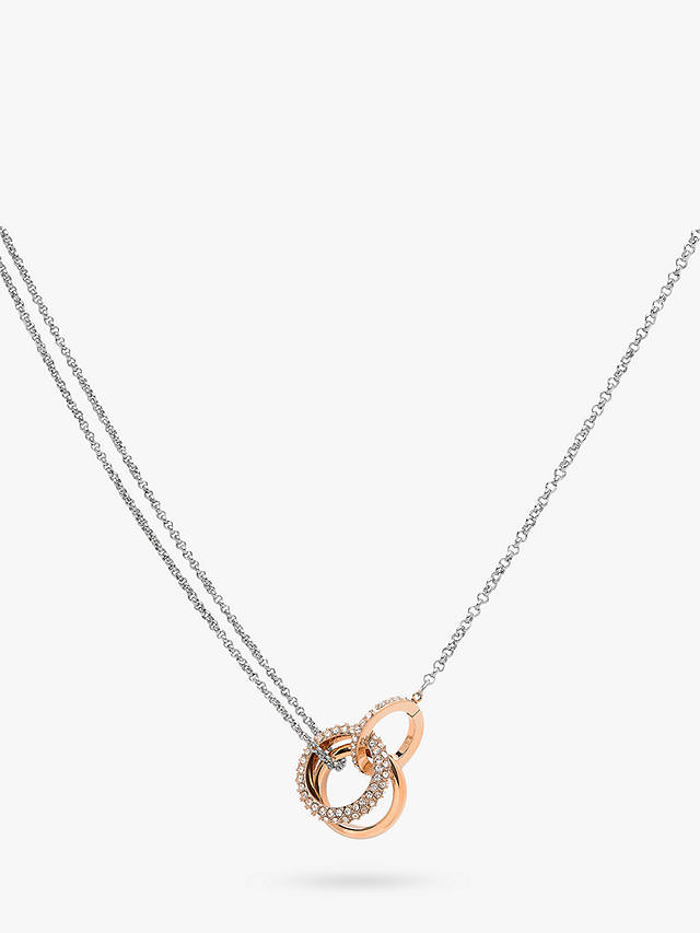 Olivia Burton Entwine Interlinking Crystal Pendant Necklace, Silver/Rose Gold