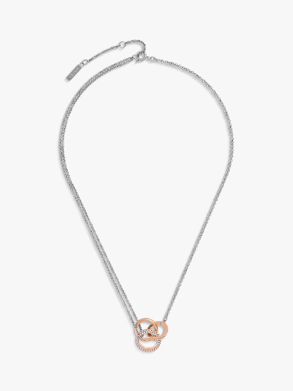Buy Olivia Burton Entwine Interlinking Crystal Pendant Necklace, Silver/Rose Gold Online at johnlewis.com