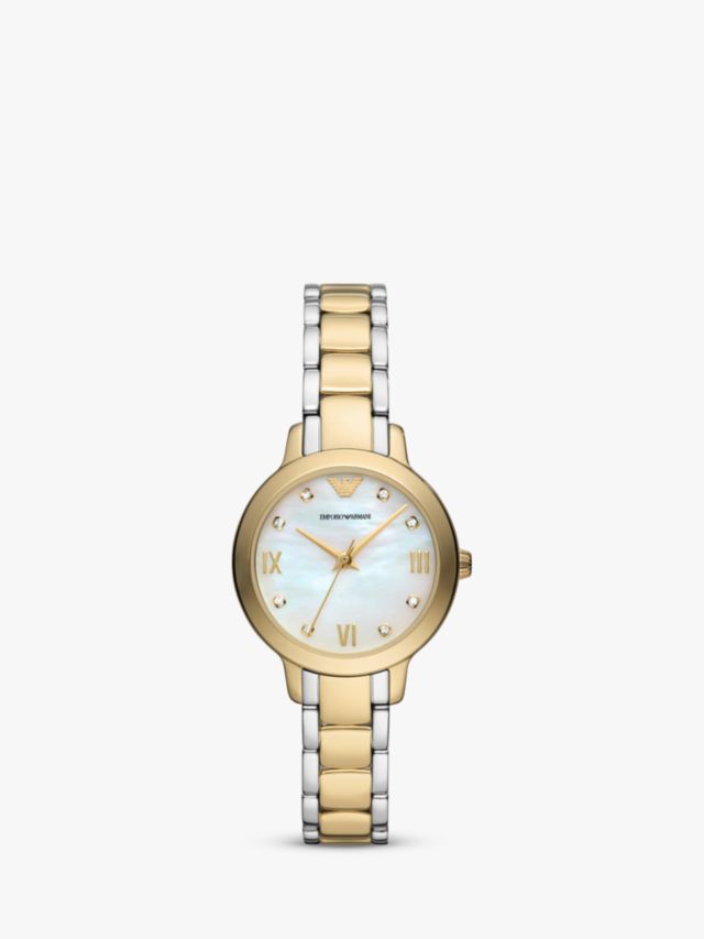 Emporio Armani AR11513 Women's Mother of Pearl Dial Bracelet Strap Watch,  Gold/Silver