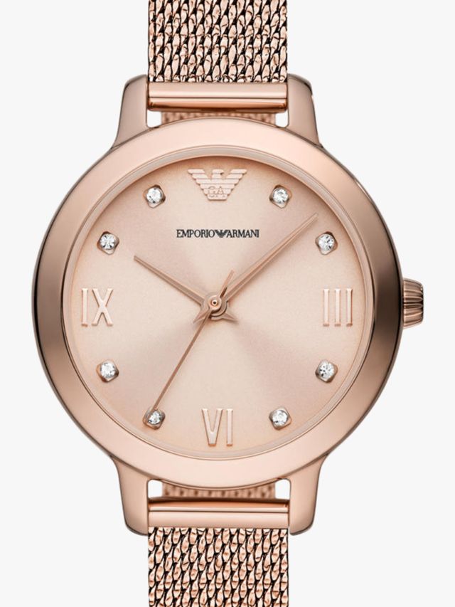 Armani rose gold deals mesh watch