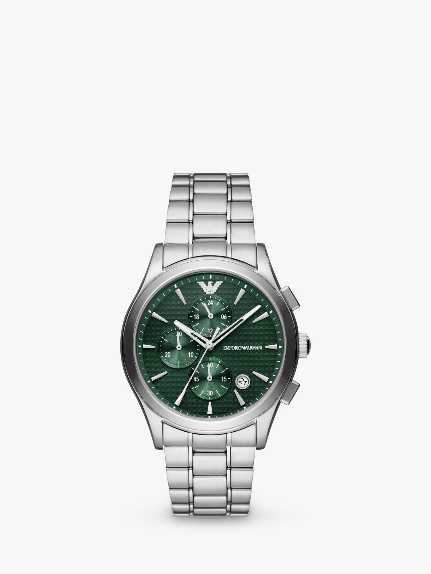 Emporio Armani Men's Chronograph Textured Dial Bracelet Strap Watch ...
