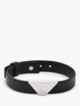 Emporio Armani Men's Leather ID Bracelet, Black