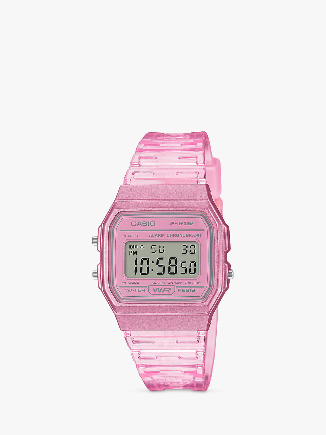 Casio Unisex Digital Calendar Resin Strap Watch, Pink F-91WS-4EF