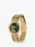 Olivia Burton Women's T-Bar Floral Bracelet Strap Watch, Gold/Green