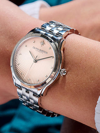 Olivia Burton Women's Starlight Bracelet Strap Watch, Silver/Blush