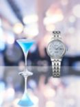 Seiko SRE007J1 Women's Presage Cocktail Time Skydiving Diamond Twist Automatic Bracelet Strap Watch, Silver/Blue