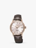 Seiko SRP852J1 Women's Presage Cocktail Time Bellini Date Leather Strap Watch, Brown/Rose Gold