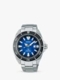 Seiko SRPE33K1 Men's Prospex Save The Ocean King Samurai Automatic Date Bracelet Strap Watch, Silver/Blue
