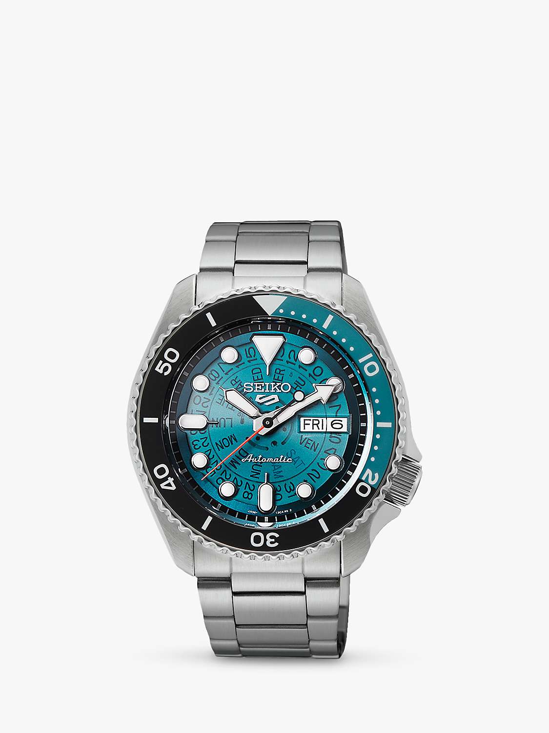 Buy Seiko SRPJ45K1 Men's 5 Sports SKX Day Date Automatic Bracelet Strap Watch, Silver/Blue Online at johnlewis.com
