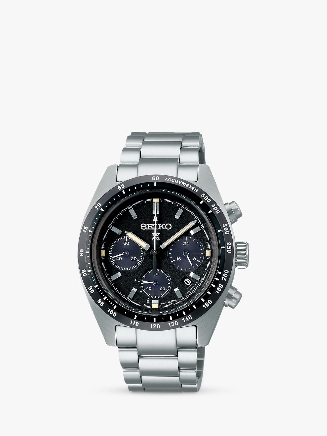 Seiko SSC819P1 Men's Prospex Speedtimer 1969 Re-Creation Chronograph Solar Bracelet Strap Watch, Silver/Black