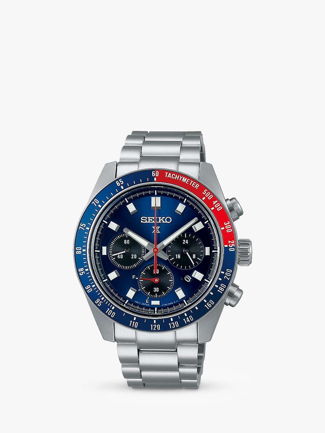 Buy Seiko SSC913P1 Men's Prospex Speedtimer Go Large Solar Chronograph Bracelet Strap Watch, Silver/Blue Online at johnlewis.com