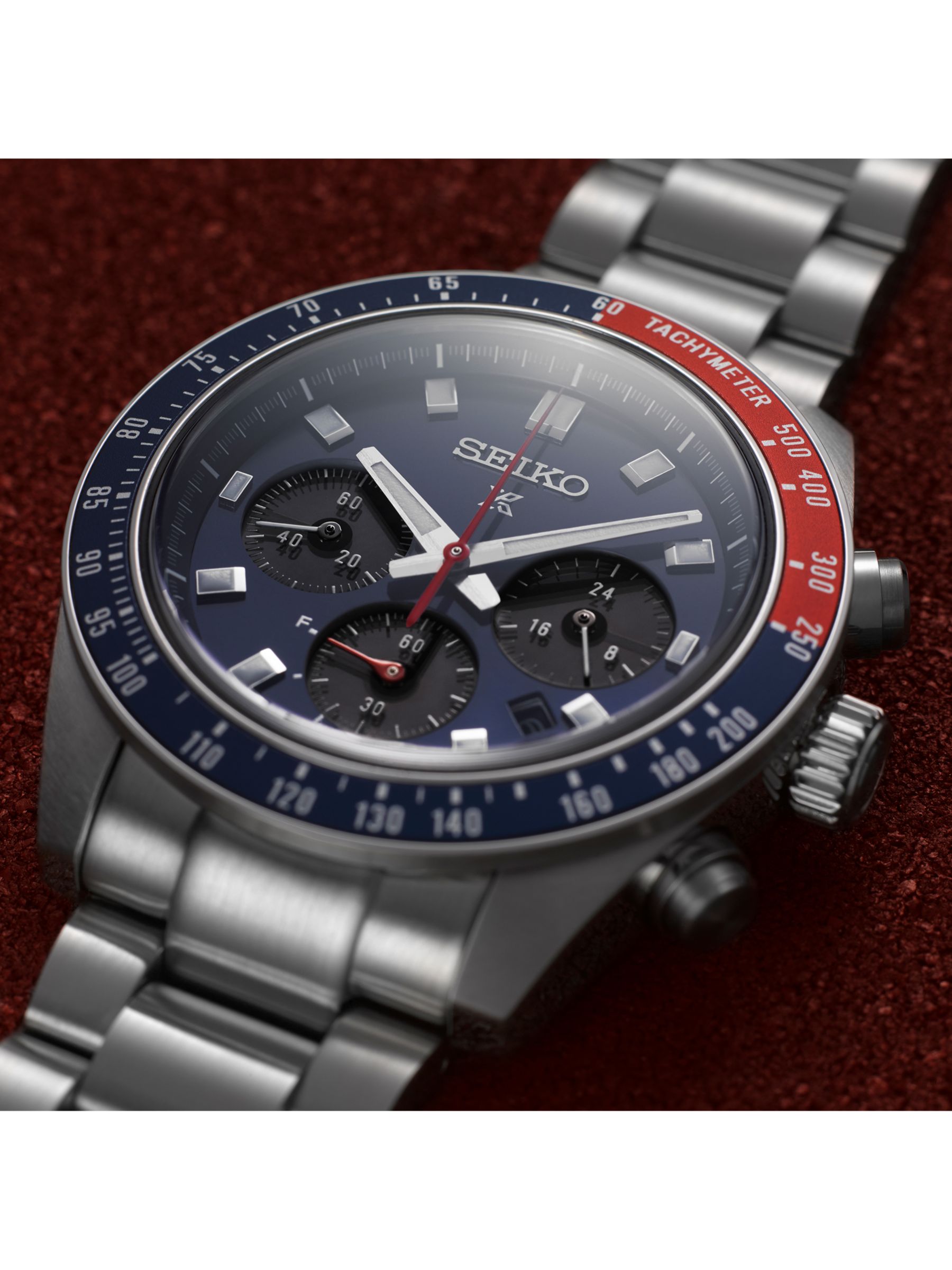 Seiko SSC913P1 Men's Prospex Speedtimer Go Large Solar Chronograph Bracelet Strap Watch, Silver/Blue