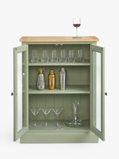 John Lewis Foxmoor Drinks Cabinet, FSC-Certified Acacia Wood, Natural & Sage Green