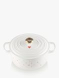 Le Creuset Cast Iron Mini Hearts Round Casserole, 22cm, White/Pink