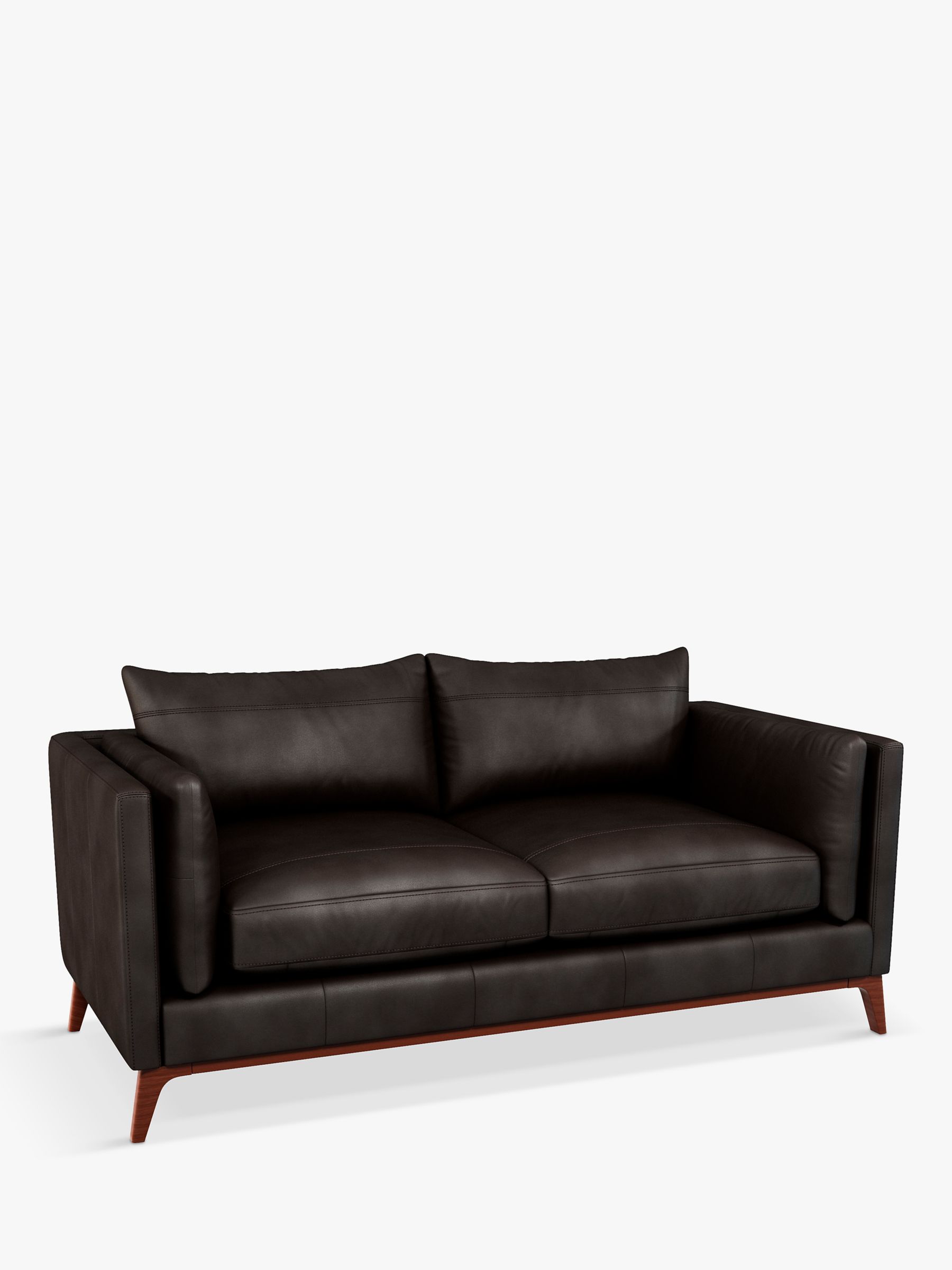 John Lewis Trim Medium 2 Seater Leather Sofa, Dark Leg