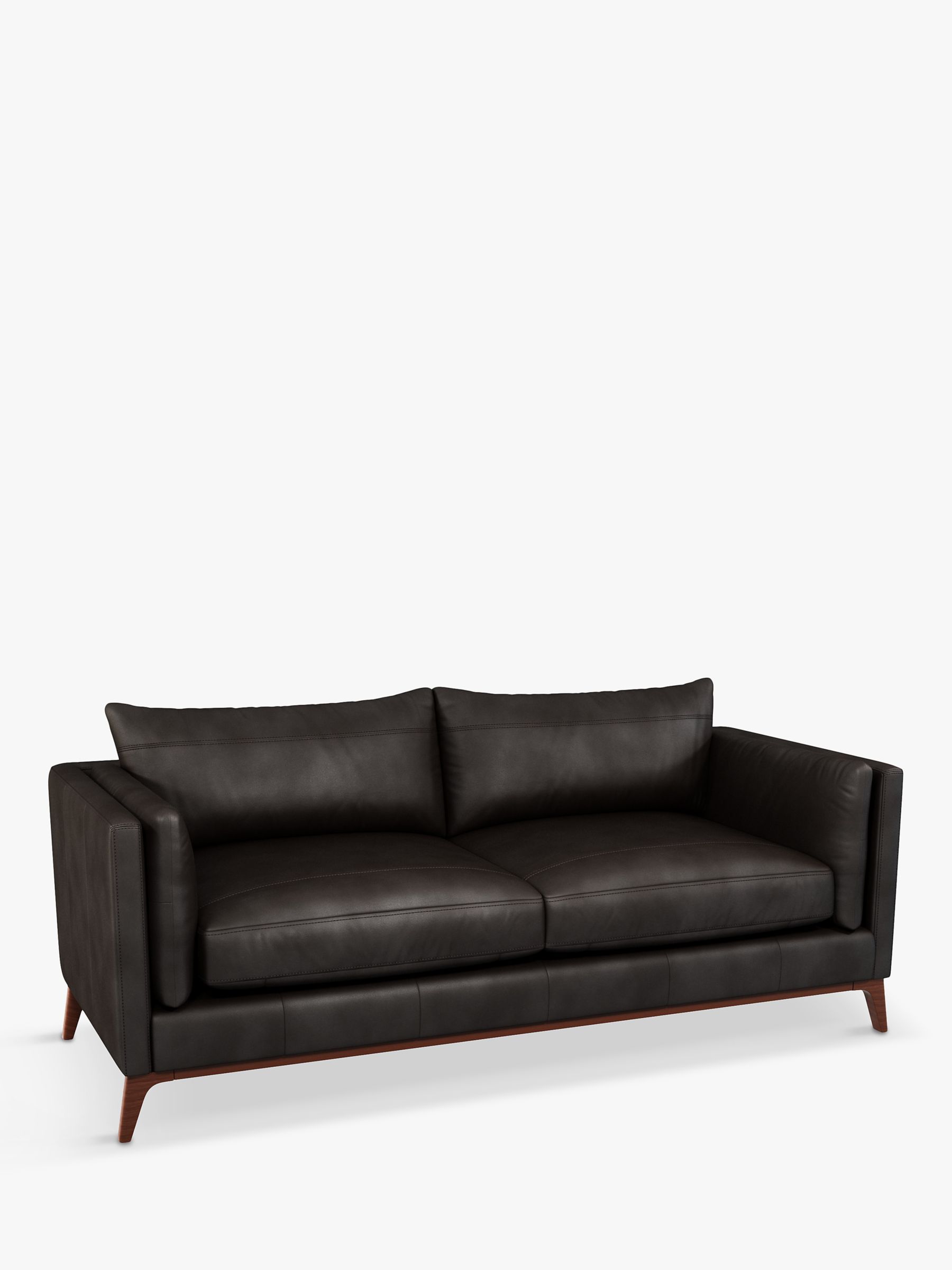 Trim Range, John Lewis Trim Large 3 Seater Leather Sofa, Dark Leg, Contempo Dark Chocolate