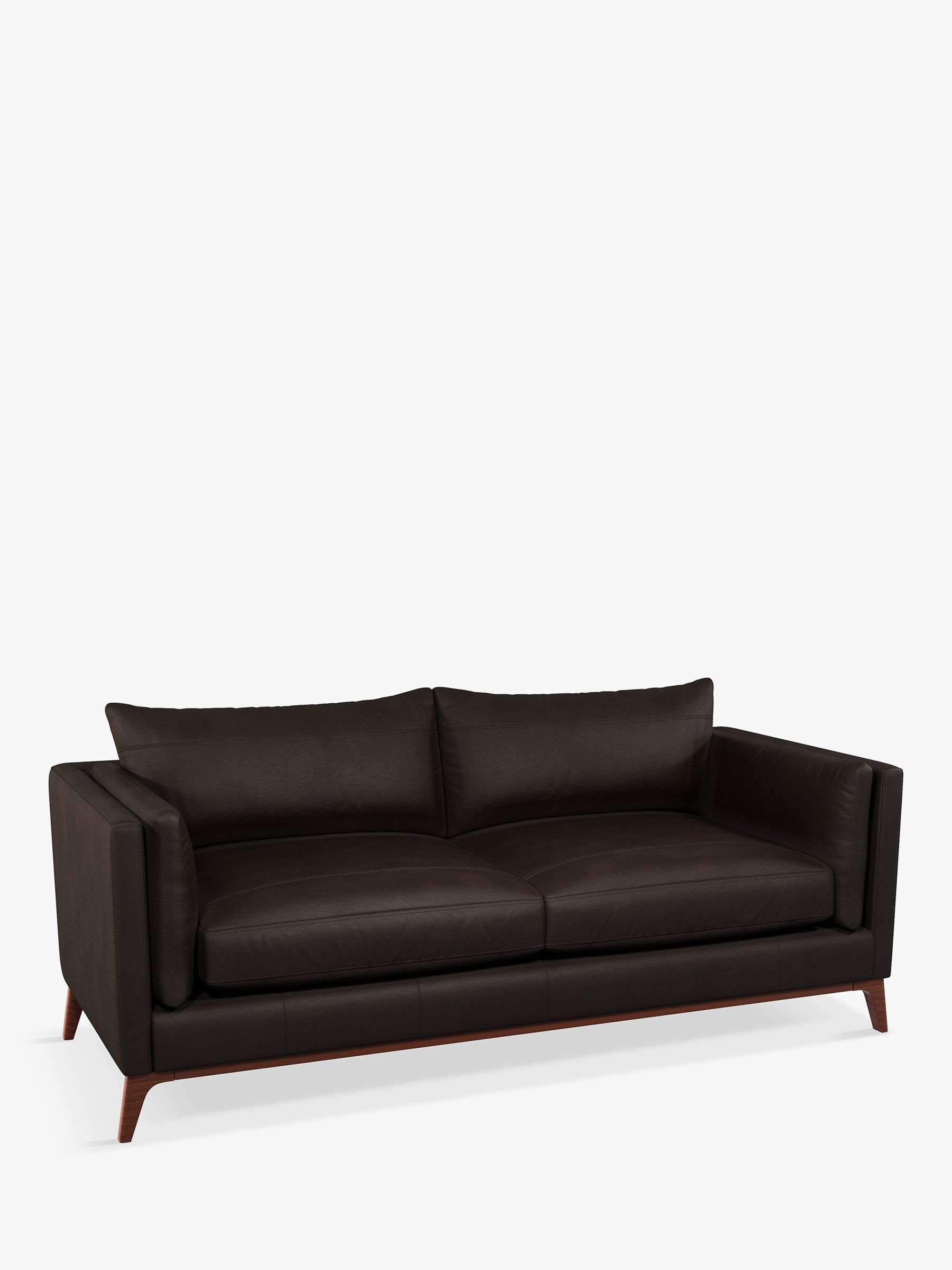 John Lewis Trim Large 3 Seater Leather Sofa, Dark Leg