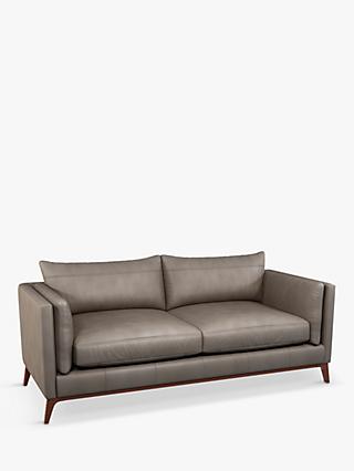 Trim Range, John Lewis Trim Large 3 Seater Leather Sofa, Dark Leg, Nature Putty