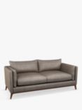 John Lewis Trim Large 3 Seater Leather Sofa, Dark Leg, Nature Putty