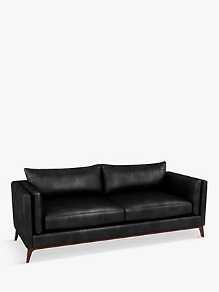 Trim Range, John Lewis Trim Grand 4 Seater Leather Sofa, Dark Leg, Contempo Black