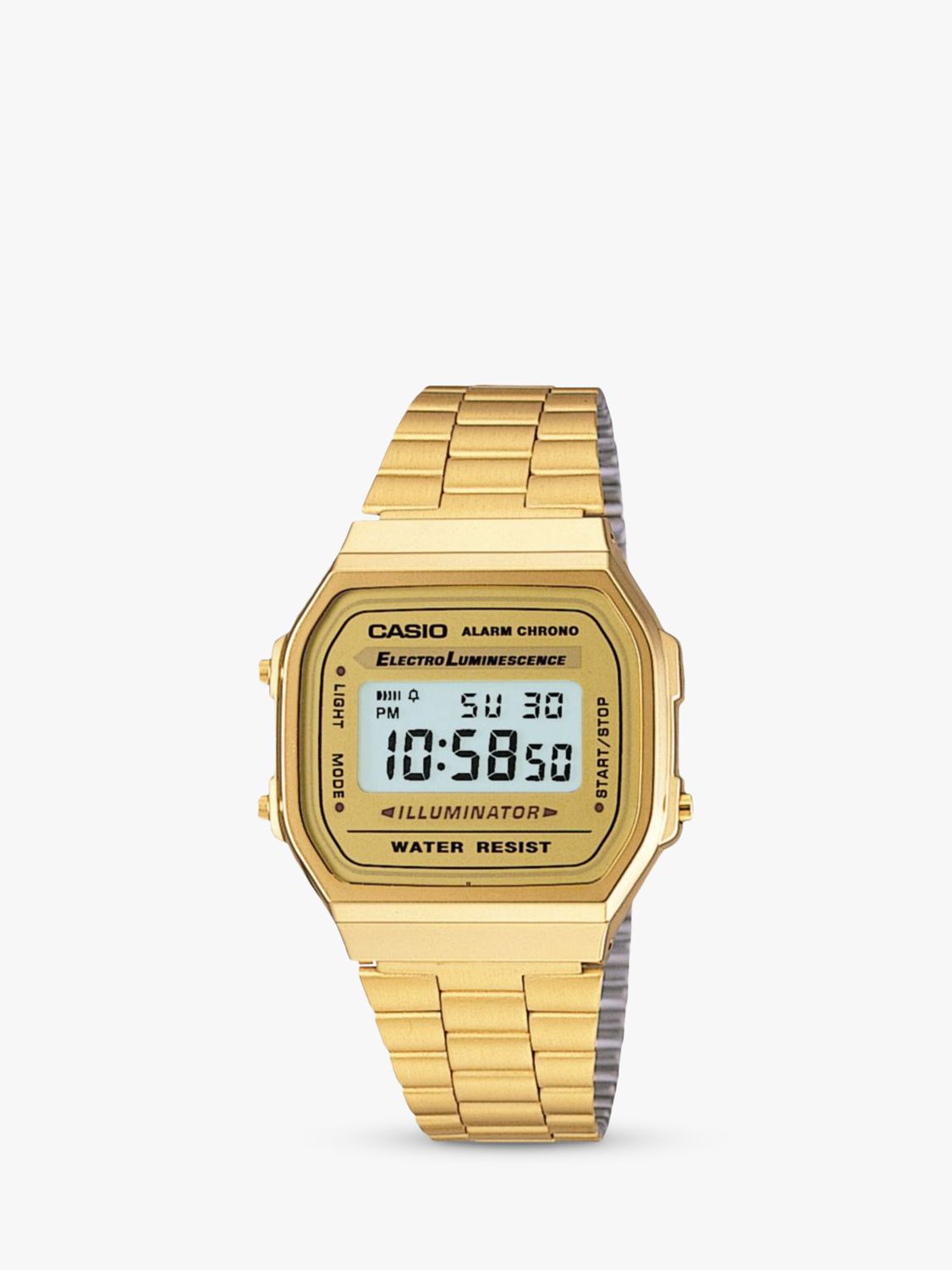 Casio Unisex Retro Digital Bracelet Strap Watch, Gold A168WG-9EF