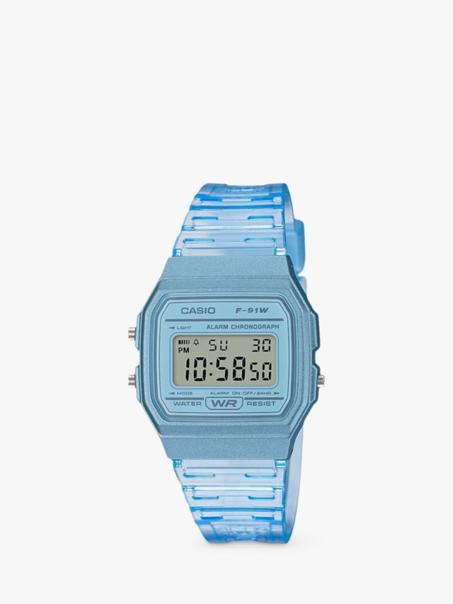 Casio Unisex Jelly Digital Resin Strap Watch, Blue F-91WS-2EF