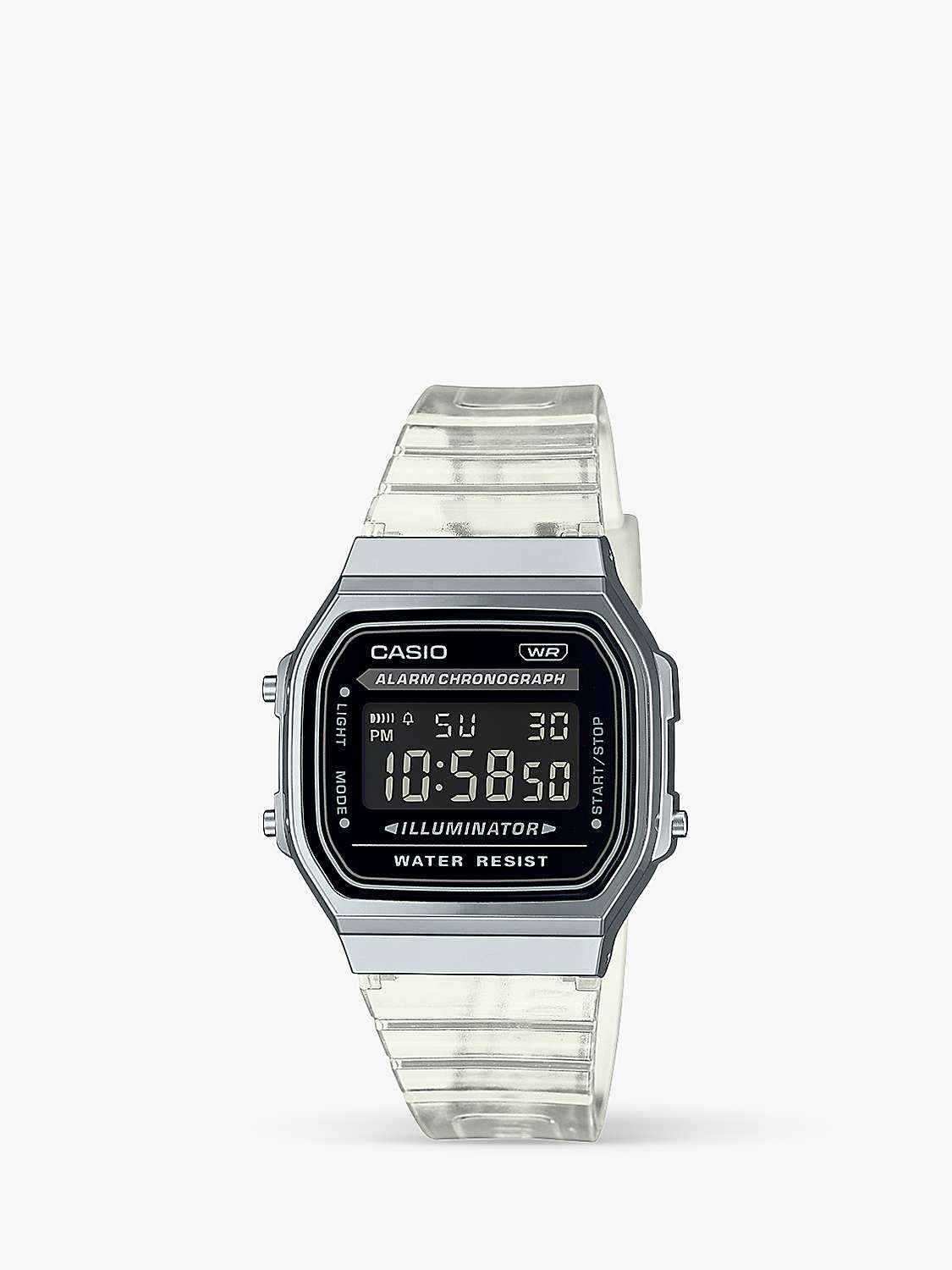 Buy Casio Unisex Retro Digital Resin Strap Watch, Clear/Black A168XES-1BEF Online at johnlewis.com