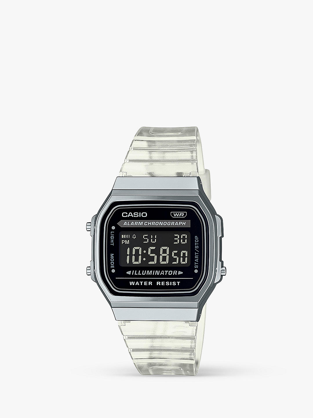 Casio Unisex Retro Digital Resin Strap Watch, Clear/Black A168XES-1BEF