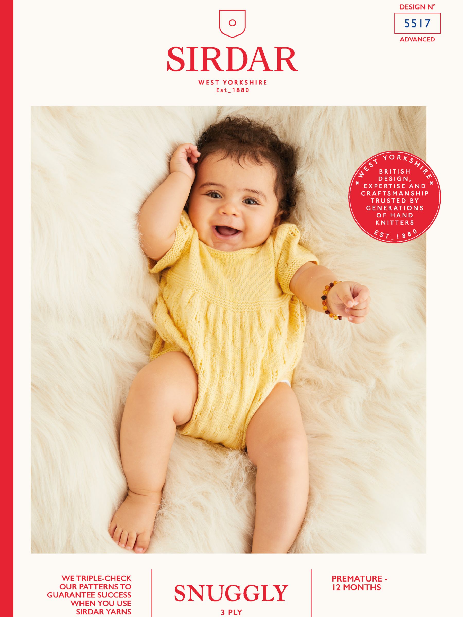 Sirdar Snuggly 3 Ply Little Lacy Baby Romper Knitting Pattern, 5517