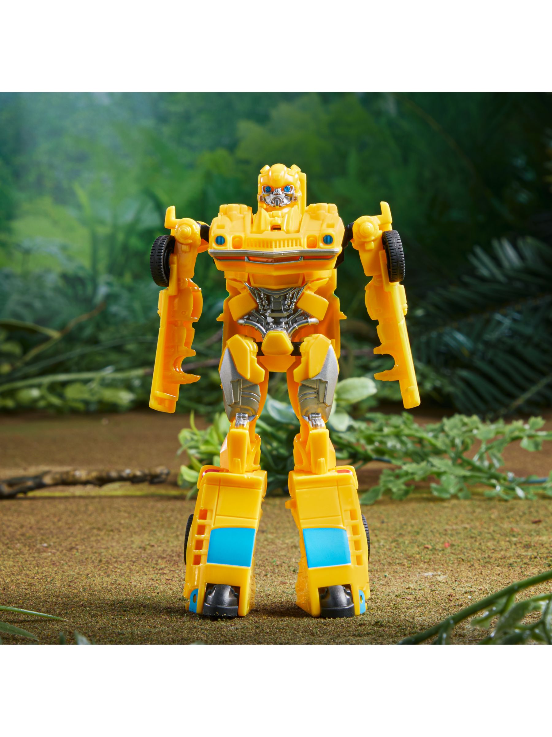 The Transformers character 'Ultimate Bumblebee' stands on display
