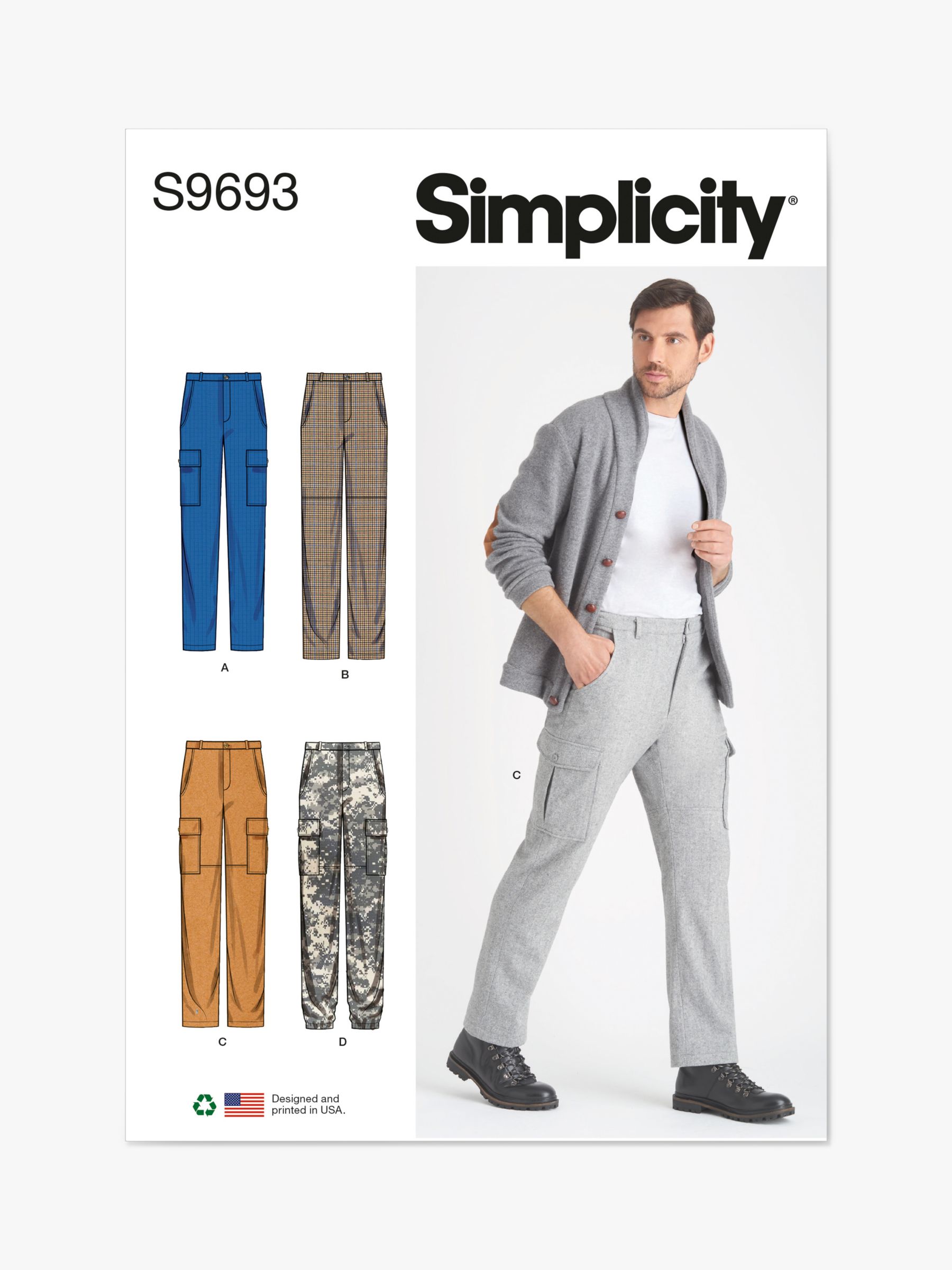 Simplicity Men's Cargo Pants Sewing Pattern, S9693