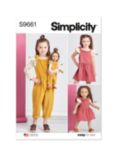 Simplicity Child's and Doll's Knit Tops and Overalls Sewing Pattern, S9661A