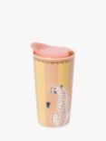 Yvonne Ellen Cheetah Fine China Travel Mug, 300ml, Pink/Multi